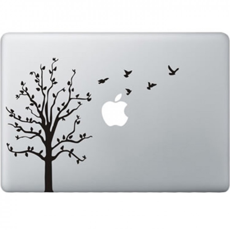 Tree with Birds MacBook Decal Black Decals